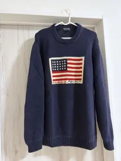 POLO JEANS ラルフローレン 星条旗 ニット ネイビー 90s Mのサムネイル