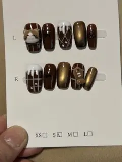 猫デザイン ネイルチップ ショートオーバルS