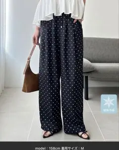 GeeRA ドット柄 ワイドパンツ イージーパンツ ブラック