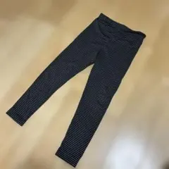 UNIQLOヒートテック　キッズ用 黒とグレーのストライプレギンス