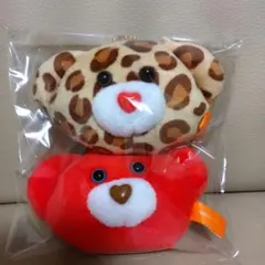 新品未使用　mojojojo　フェイスポーチ　くま　ヒョウ柄　赤色　2個セット