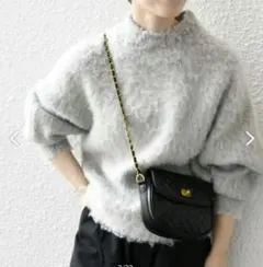 本日限定！【美品】モヘヤ シャギー クルーネック プルオーバー グレー