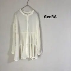 シアー シャツ ティアード チュニック ブラウス 3WAY GeeRA ホワイトのサムネイル