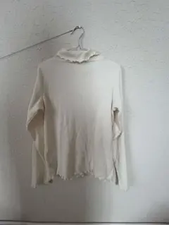 ニット　ハイネックリブニット　タートルネック　リブニット　白　アイボリー