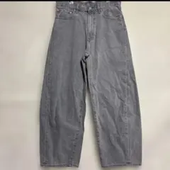 GU グレー ワイドレッグデニム ハイウエスト　ウエスト76（30）