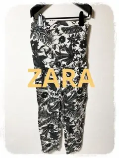 ☘️P1☘ZARA ボタニカル ベアトップ オールインワン L