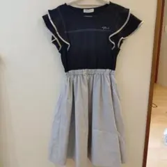 pom ponette 半袖ワンピース ジュニアM ネイビー/ストライプ