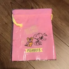 新品　スヌーピー　刺繍　巾着　ピンク　PEANUTS