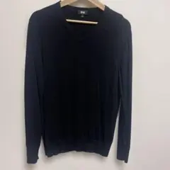 UNIQLO ブラック Vネック セーター メンズM毛100%