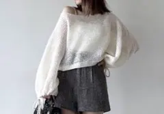 Heather メッシュリボンニット