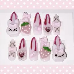 ♡現品♡ 平成女児 うさぎ いちご ネイルチップ