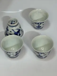 中国清時代　新渡青花煎茶碗4客　口径約5.5㎝　東Y8-0824☆2Fタエチ 中国清時代 新渡青花煎茶碗4客 口径約5.5㎝ 東Y8-0824☆2Fタエチ