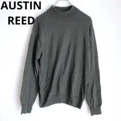 オースチンリード　長袖セーター　ハイネック　ニット　毛　無地　グリーン　M