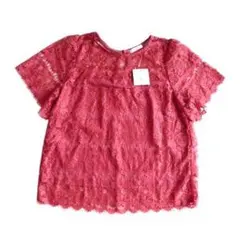 新品 定価1980円 レース ブラウス 半袖 ピンク M COLZA コルザ
