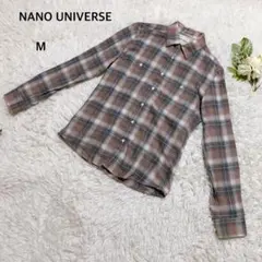ナノユニバース　シャツ　チェック柄　カジュアル　ベーシック　羽織り　M