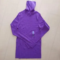 UNIQLO エクストラファインメリノリブタートルネックセーター パープル