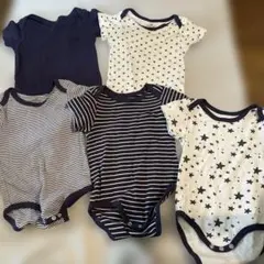 ロンパース 5点セット 12M ネイビー ストライプ 星柄