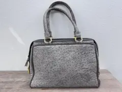 オーストリッチ ハンドバッグ グレー エキゾチックレザー 軽量
