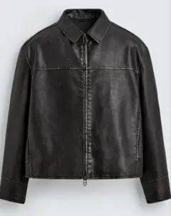 【新品未使用】ZARA ウォッシュドフェイクレザージャケット　L
