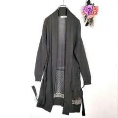 SUPER HAKKA　カーキ　ロングカーディガン　麻　綿のサムネイル