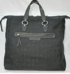 美品 BVLGARI ブルガリ トートバッグ ロゴマニア ブラック 黒