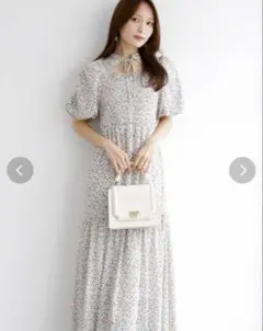 MERCURYDUO 2wayボリュームスリーブシャーリングプリントワンピース