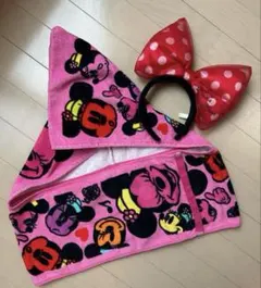 ディズニー ポンチョタオル＆ミニーマウス カチューシャ 赤 ドット柄 リボンのサムネイル