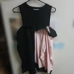 NieR CLOTHING フェイクレイヤード ウィングワンピース 黒×ピンク