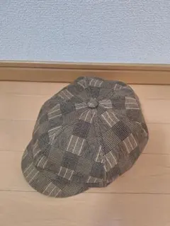 チェック柄キャスケット 茶色 メンズM位