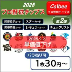 プロ野球チップス2025第2弾：開幕4番・開幕投手・レギュラー・チェックリスト