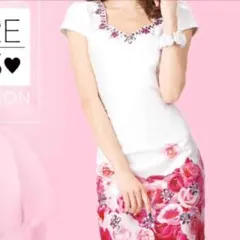 フラワービジューワンピース キャバドレス 薔薇