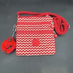 美品　　キプリング　ショルダーバッグ　レッド×ベージュ