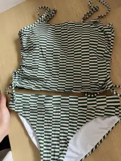 ROXY 緑と白のストライプビキニ　M