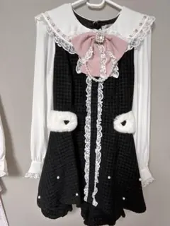 Ank Rouge ワンピース ツイードコンビネゾン ブラック