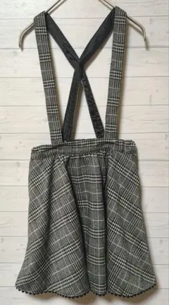 ★【値下げ】メゾピアノ グレー チェック サスペンダー付 130
