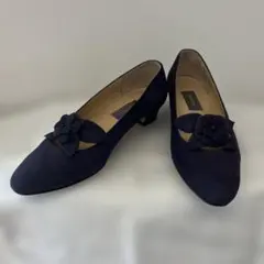 KENZO スエードパンプス フラワーモチーフ ネイビーのサムネイル