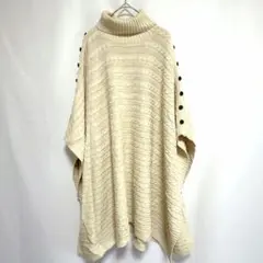 ５２５アメリカ ケーブル ポンチョ タートルネック M L 生成 綿 お出かけのサムネイル
