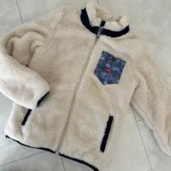 ほぼ新品　EDWIN フリースジャケット ホワイトクリーム色 デニムポケット