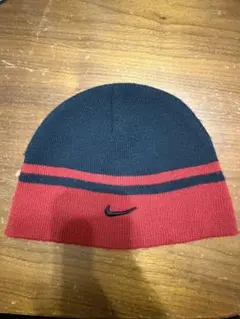 Nike ストライプ ニット帽 黒 赤　00s y2k グランジ　ビーニー