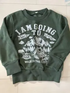 キッズ　トレーナー　長袖　裏起毛　カーキ　100cm