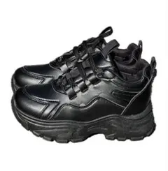 厚底 黒 シンプル スニーカー 運動靴 Lサイズ 23.5cm～24cm