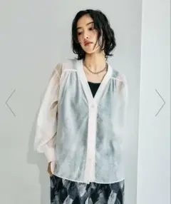 【新品】LEPSIM シアーリブシャツカーディガン ナチュラルのサムネイル