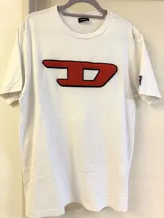 DIESEL メンズ パイルDロゴ 半袖Tシャツ ホワイト