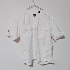 Dana Faneuil コットンリネン ノーカラー 半袖 シャツ Lくらい - メルカリ