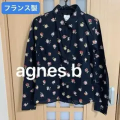 アニエスベー agnes b. 花柄 長袖シャツ ブラウス ブラック サイズ1