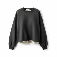 AMERICAN HOLIC｜上品ラメ　トレーナー　ダークグレー　裾リブなし　M