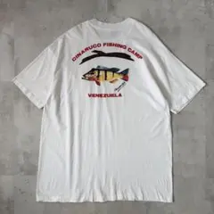 90s USA製　FISHING CAMP　ポケットTシャツ　グラフィック　白のサムネイル