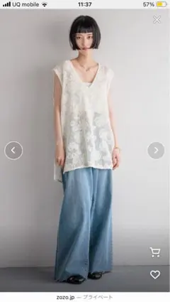 【新品未着用タグ付】ローリーズファーム　3Dレースベスト　アイボリー