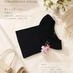 【極美品】ストロベリーフィールズ M ノースリーブ 黒ニット フリル トップスのサムネイル