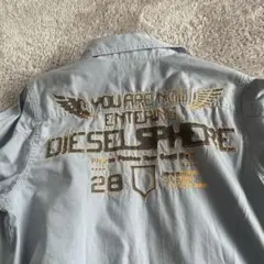 DIESEL ディーゼル⭐️刺繍デザイン 長袖シャツ ブラウス L ブルー